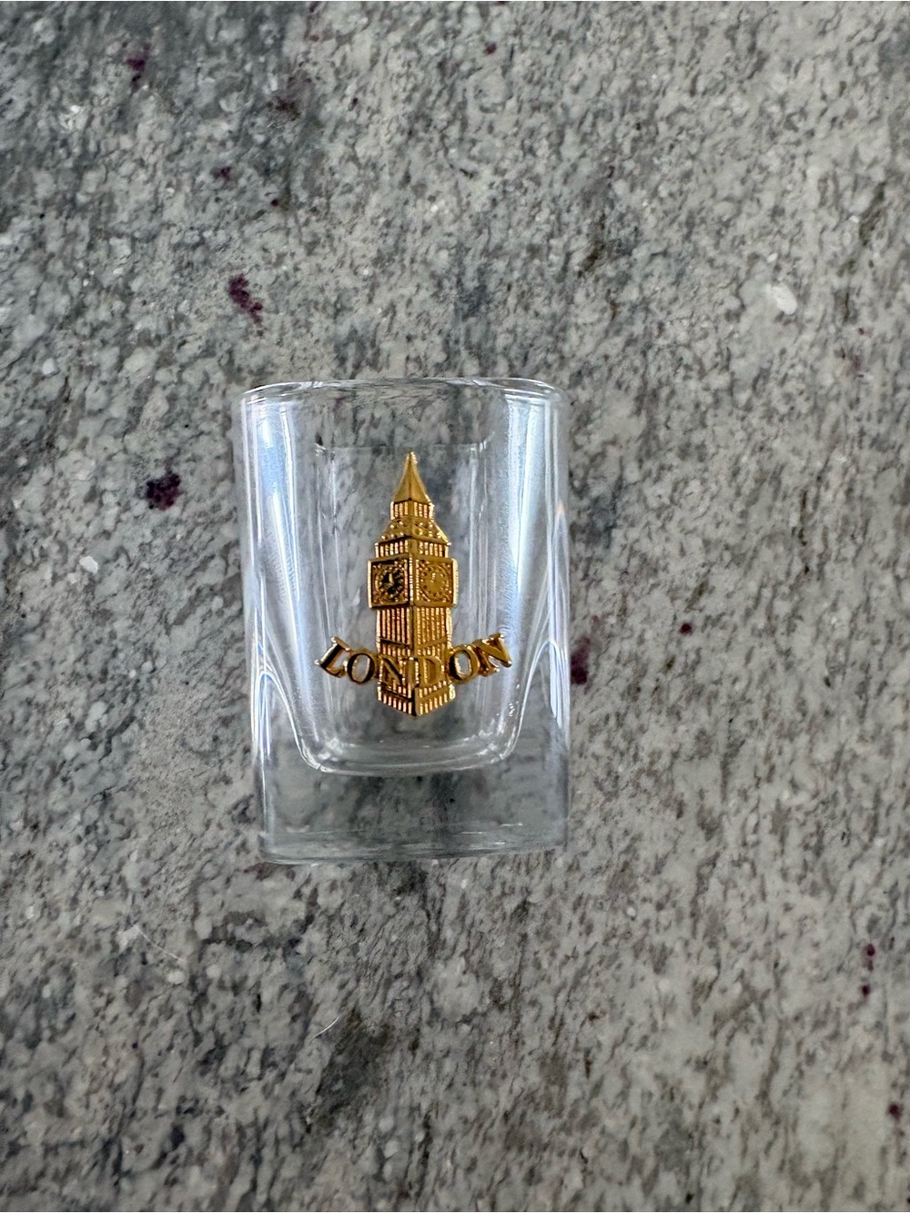 Vintage London Big Ben Gold Embellished Square Shot Glass Souvenir